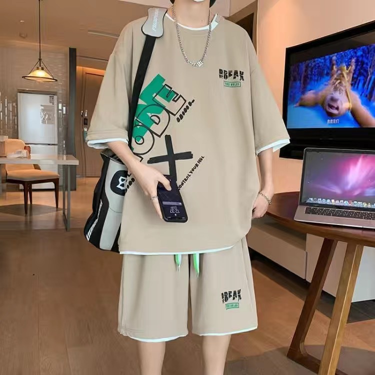 Shirt Camp Collar - メンズカジュアル 2 ピース スポーツウェア セット ストリートウェア