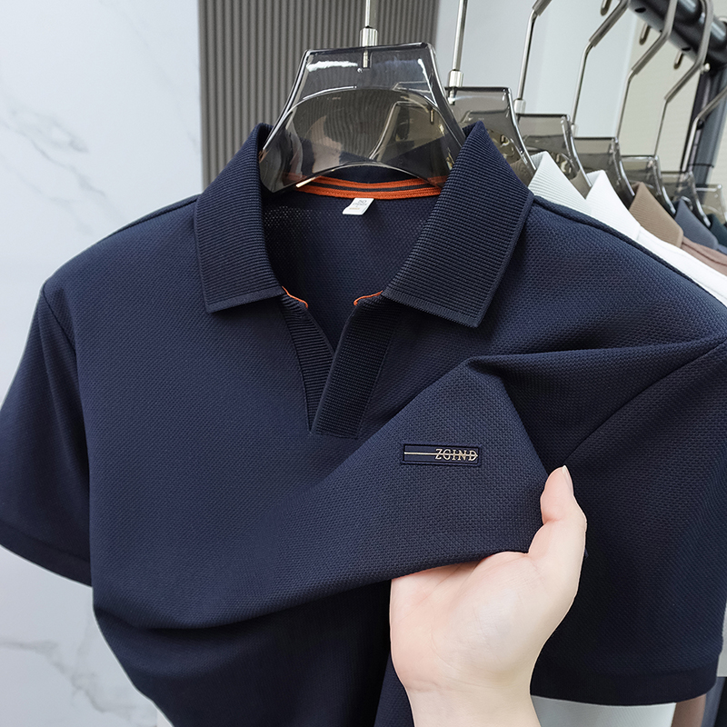 Polo Shirt Pique - メンズ無地ピケコットンポロシャツ 半袖 ラペルカラー 通気性 ルーズフィット ビジネスカジュアル
