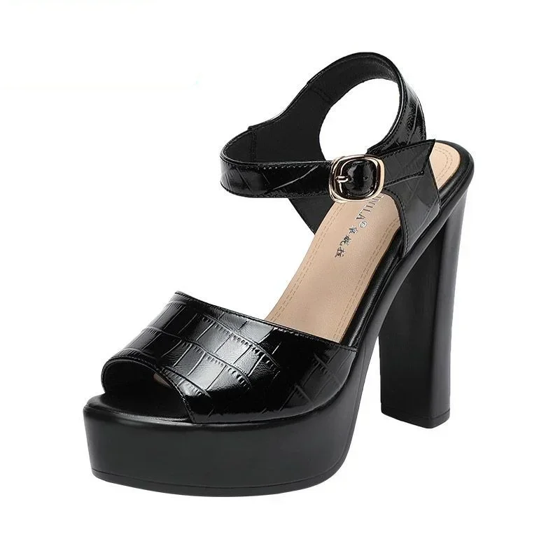 Casual Sandal Leather - 10cm 13cm ファッション本革サンダル 厚底プラットフォームシューズ 夏 2025