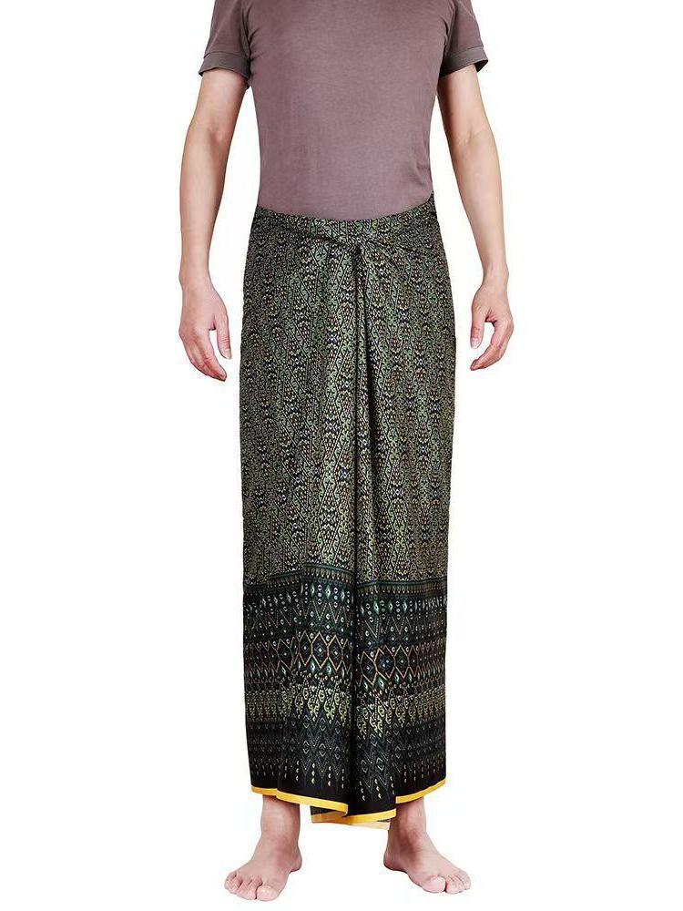 Sarong Men Wrap - ユニセックスサロング ロンギ バティック ラップスカート 東南アジア風花柄プリント 夏のビーチカジュアル