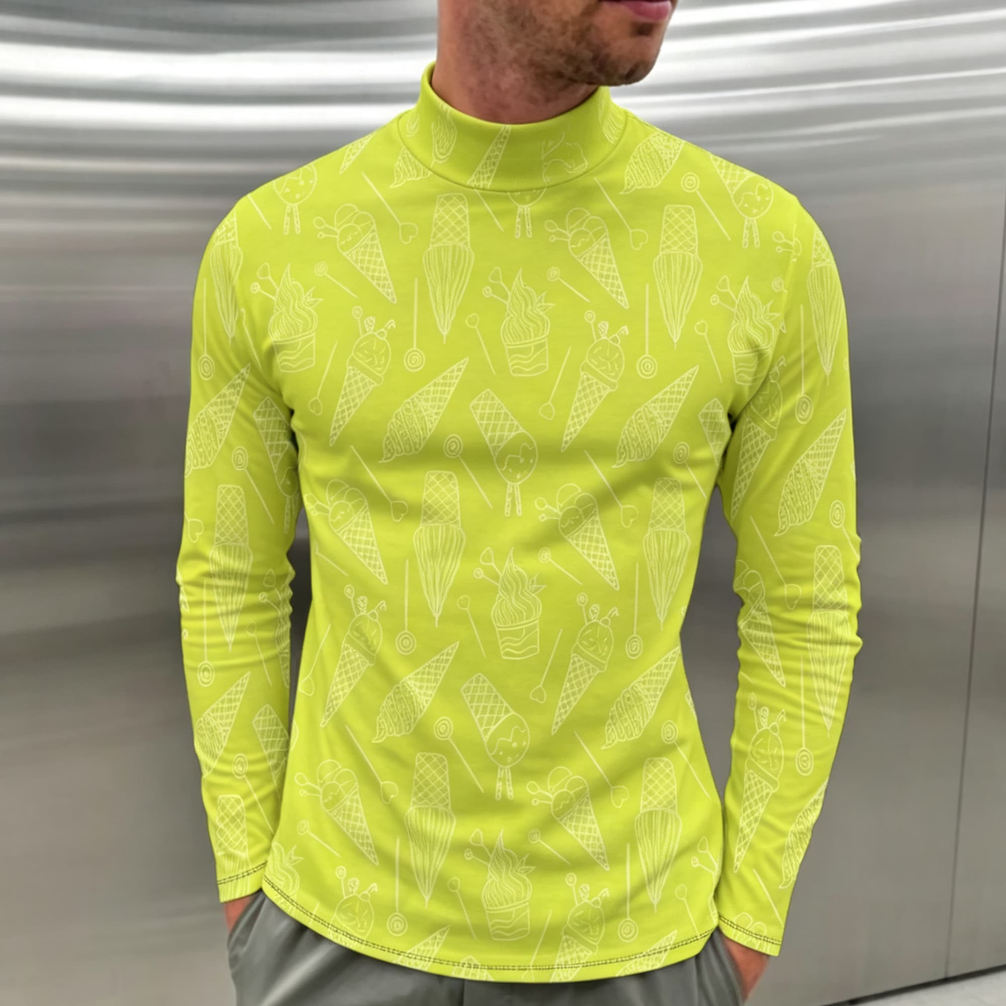 ノベルティデザートグラフィックメンズモックネック長袖シャツス - Tee Graphic Print のレビューと価格