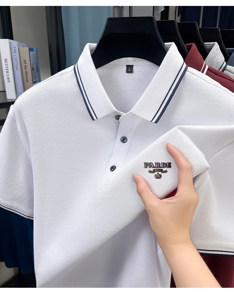 メンズ100%コットン鹿の子ポロシャツ半袖ストライプトリムカ - Polo Shirt Pique のレビューと価格