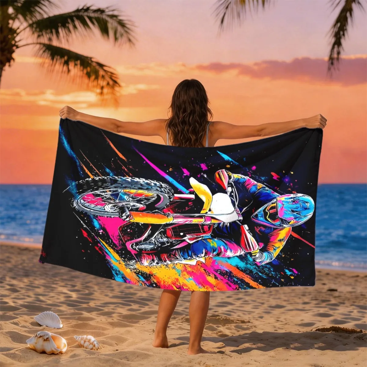 女性・男性用、大判プリント柄のビーチタオル。水着やリゾートで - Sarong Men Wrap のレビューと価格