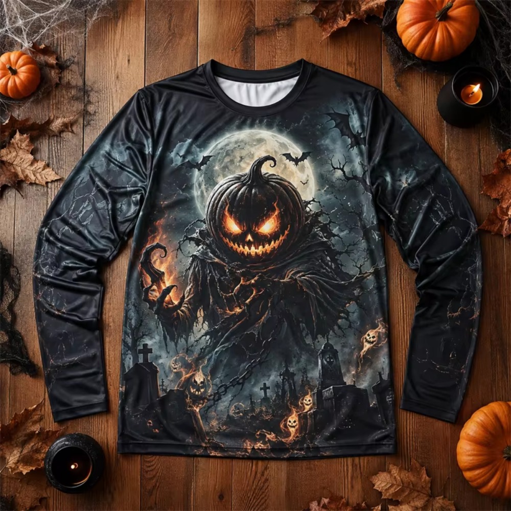 ハロウィーン 3Dプリント 怖いカボチャのモンスターとコウモ - Tee Graphic Print のレビューと価格