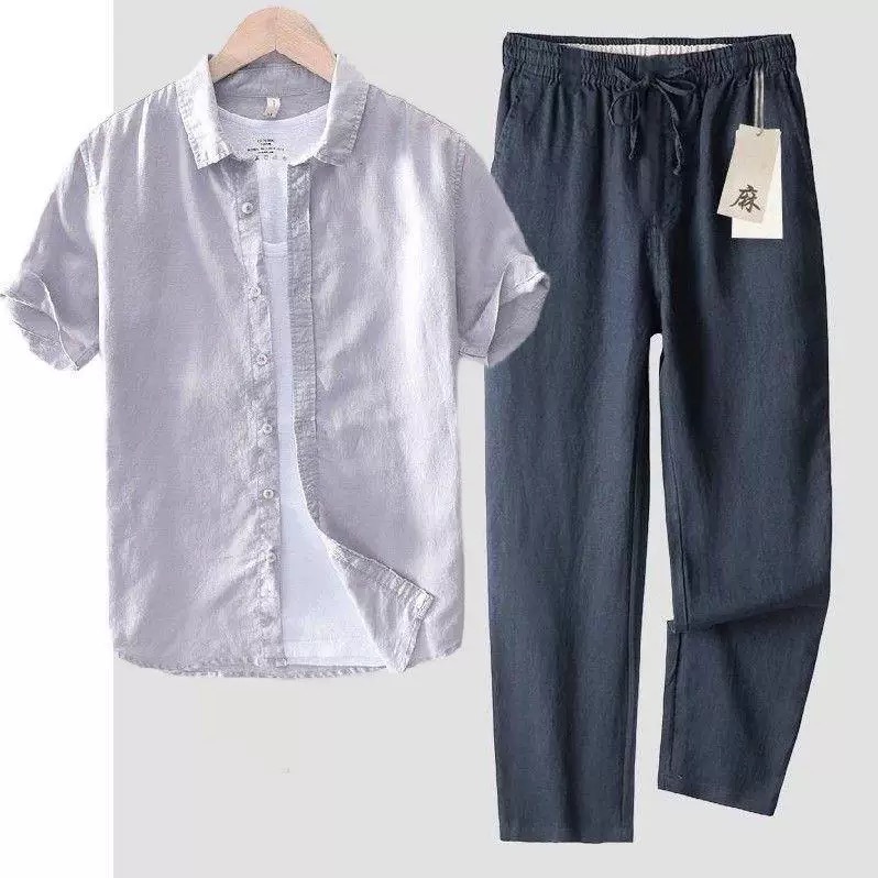 メンズコットンリネン長袖シャツ カジュアルスタイル 春夏 通 - Linen Shirt Breathable のレビューと価格